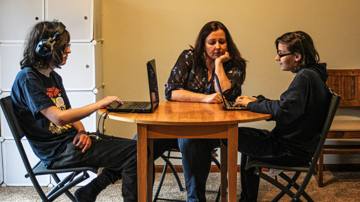 Christian Seibert, Christina Sexton and Sai Seibert, struggle with Wi-Fi outages at their home in Belton, Missouri.