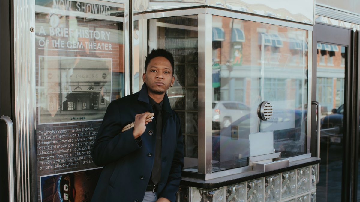 Kansas City jazz drummer Tyree Johnson in Kansas City’s 18th & Vine District. Chase Castor/The Beacon