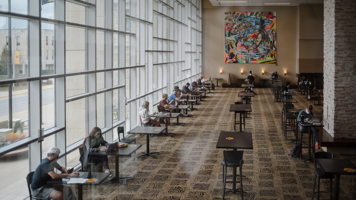 University of Missouri students sit at socially-distant tables on Tuesday Nov. 10, 2020, in the MU Student Center.