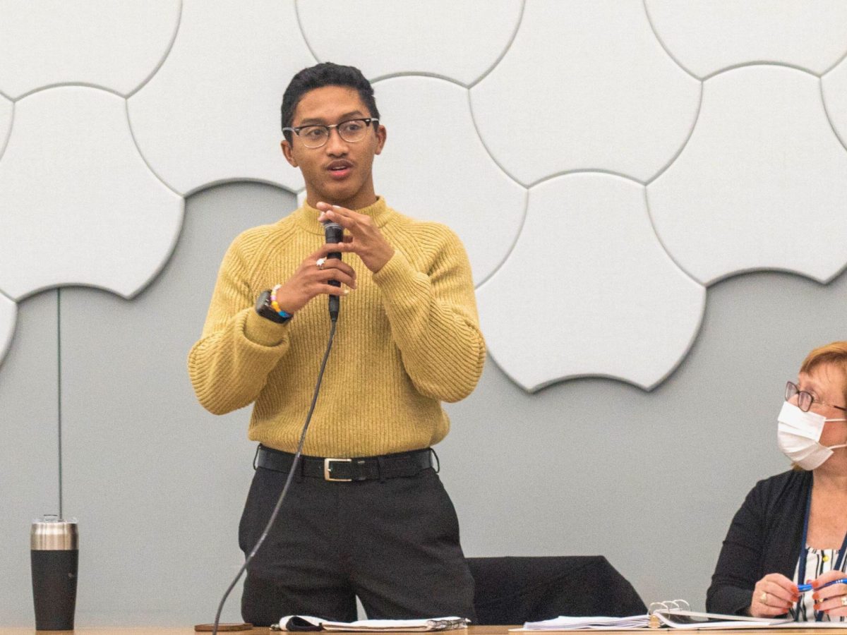 Newly appointed board member Anthony Mai speaks at the city of Wichita’s Diversity, Inclusion & Civil Rights Advisory Board meeting. (Celia Hack/The Beacon)