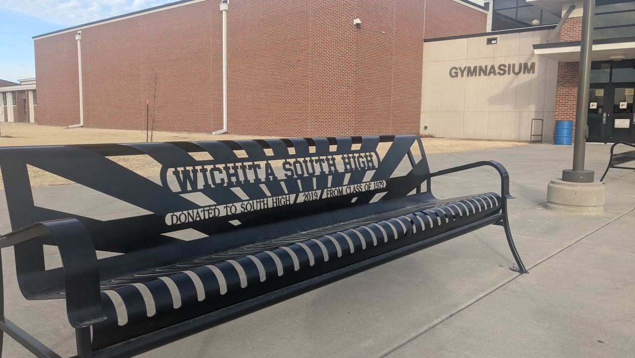 Bench outside Wichita South High School