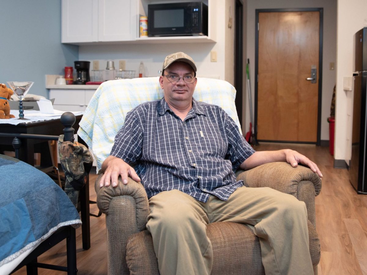 Joseph “J.W.” Harris in his apartment in The Studios.