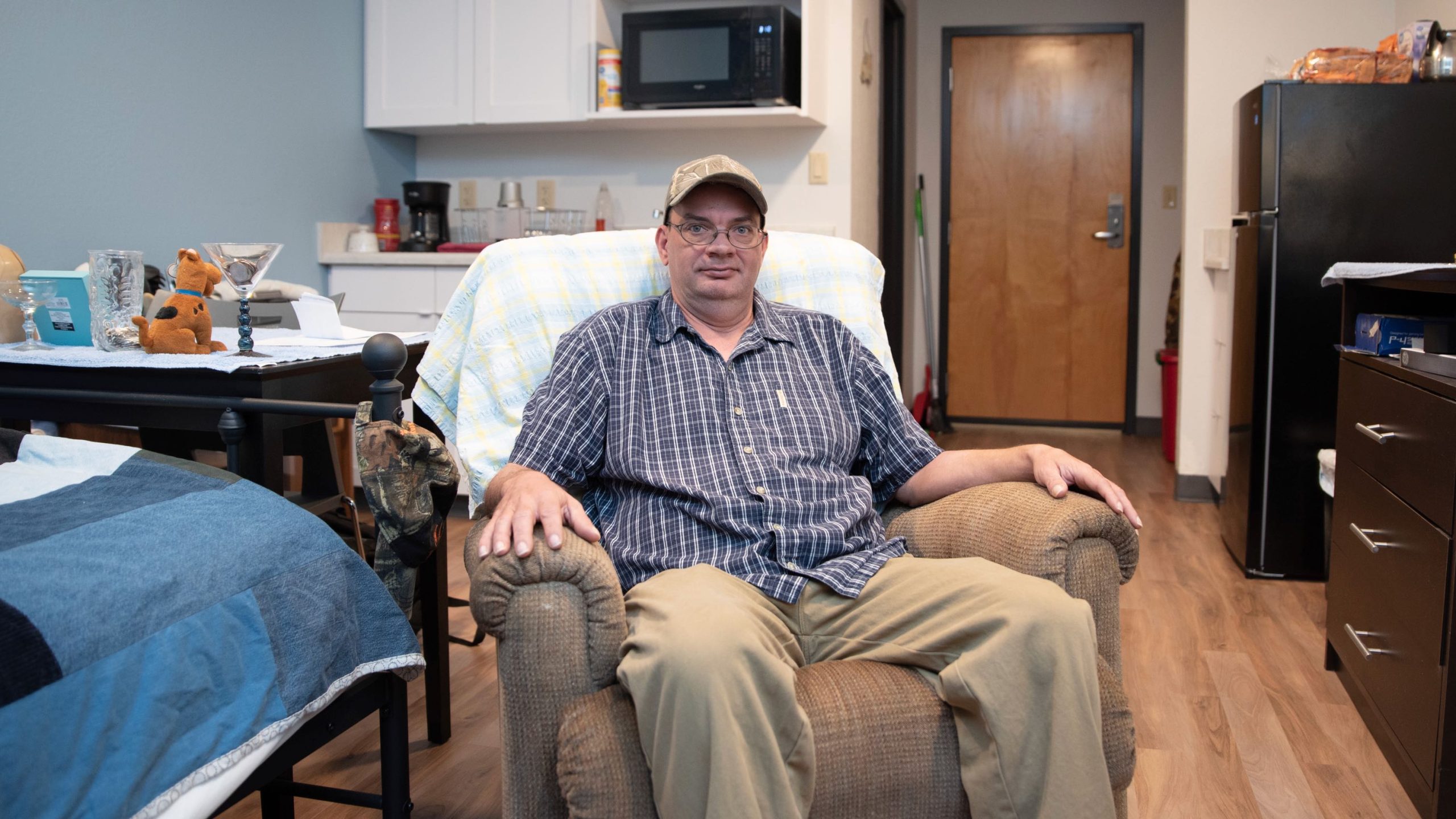 Joseph “J.W.” Harris in his apartment in The Studios.