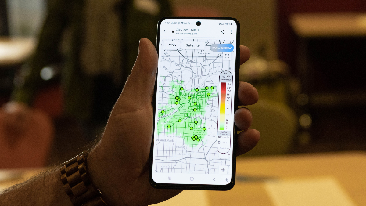 A map showing real-time air sensor data is available for the public online.