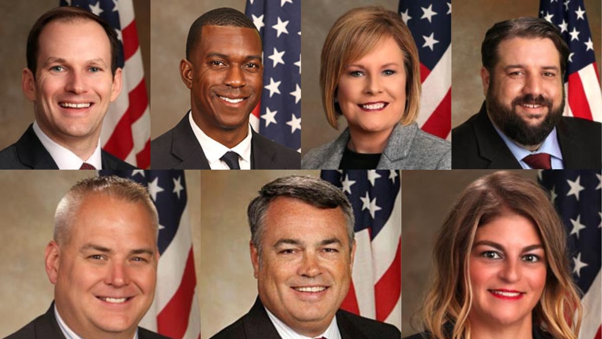 Mayor Brandon Whipple and Wichita City Council members Brandon Johnson, Becky Tuttle, Mike Hoheisel, Jeff Blubaugh, Bryan Frye and Maggie Ballard shared their top budget priorities for the upcoming 2023-24 budget, which they will vote on in August. (Photos courtesy city of Wichita)