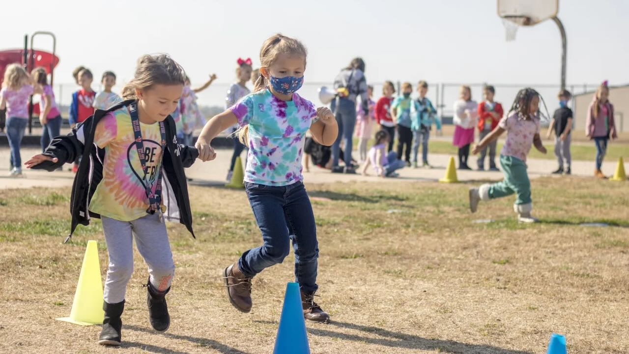 Children in an elementary school playground