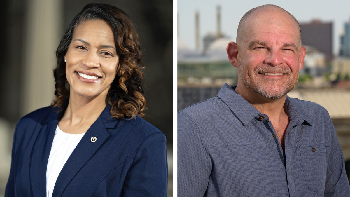 Individual headshots of two Jackson County Legislature candidates, Megan Marshall and Tony Miller. Delmira Quarles is not pictured.