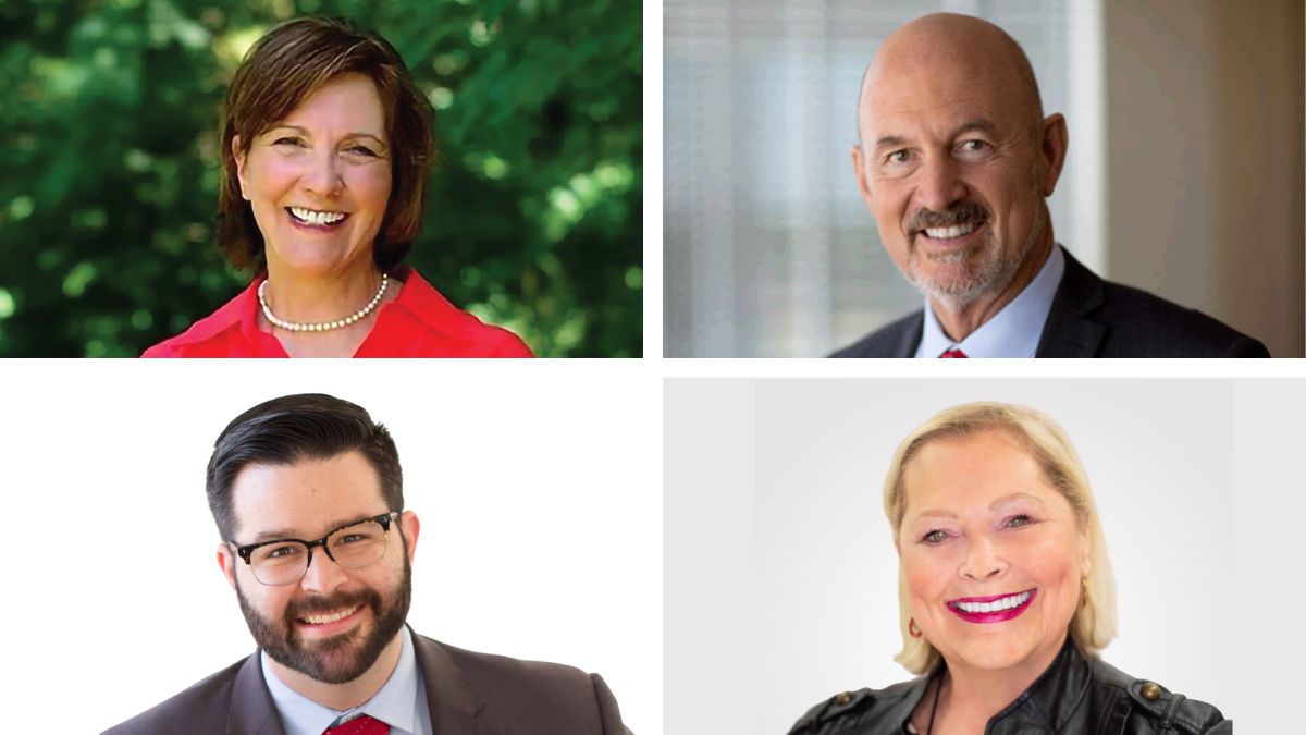 Four headshots of the four Johnson County Commission chair candidates on the 2022 ballot