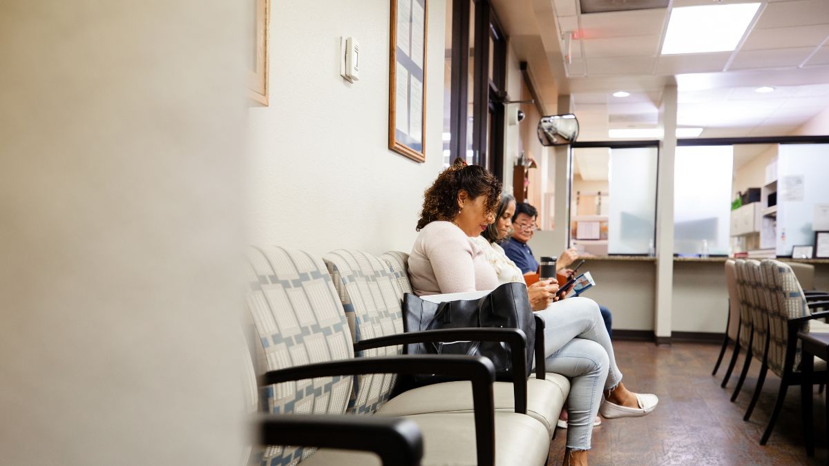 People sit in a doctor's office