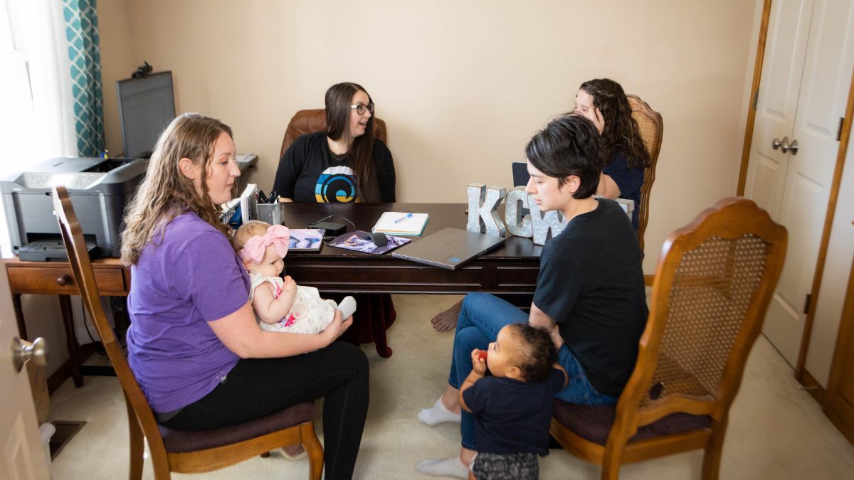 Kristen Mason, the executive director of the KC Women's Ministry sits in an office. With Missouri's near-total abortion ban in place, health care professionals worry what it could mean for maternal mortality in Missouri.