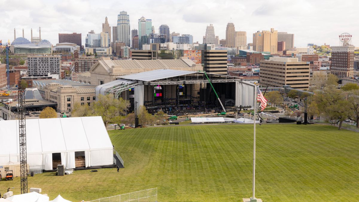 The stage for the 2023 NFL Draft is being built around the National World War I Museum and Memorial.