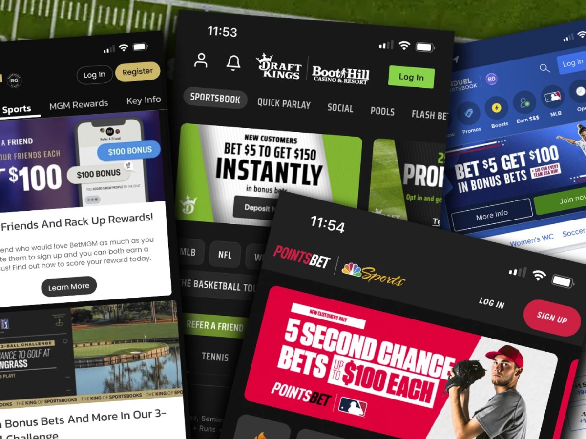 A collage of sports betting advertisements by Kansas gambling operations.