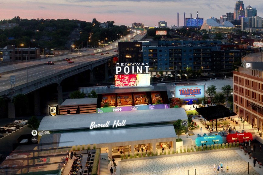 An artist's rendering of the Pennway Point entertainment district.