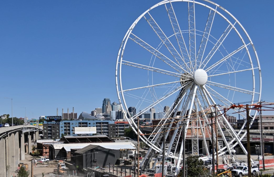 A Ferris wheel under construction
