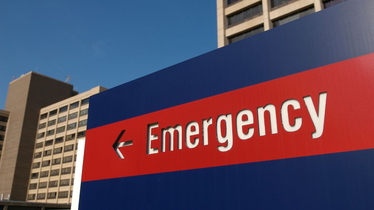 An emergency room sign. Black moms in Missouri see far higher homicide rates than their white counterparts.