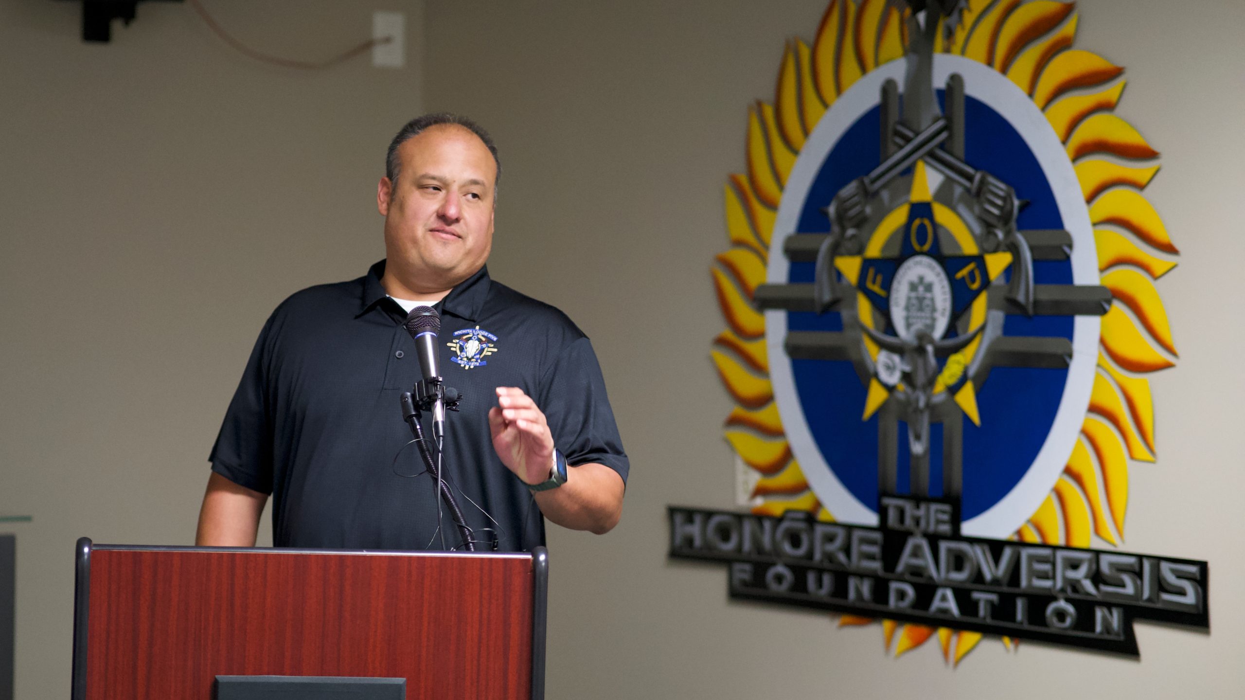 David Inkelaar speaking at the FOP press conference.