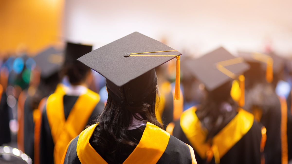 Students dressed for graduation