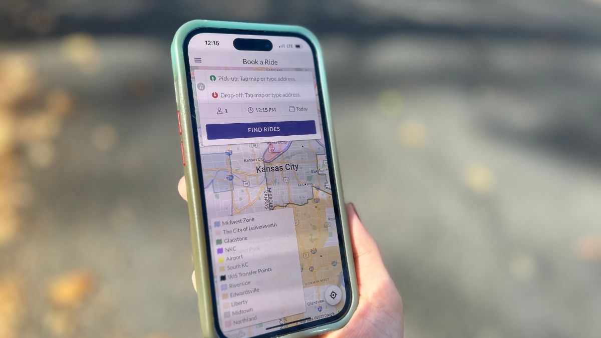 KCATA's IRIS app is pictured. Ridership on public transportation has fallen over the past decade. Officials see microtransit as a potential solution.