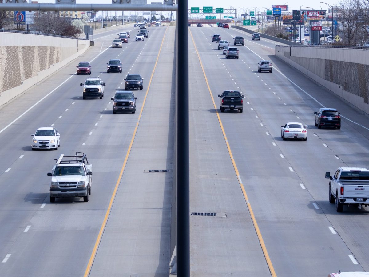 Cars driving on Kellogg in Wichita.