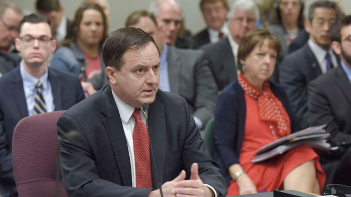 Secretary of State Jay Ashcroft testifies in front of a Missouri House committee. Measures to legalize sports betting and allow access to abortion gathered hundreds of thousands of signatures.