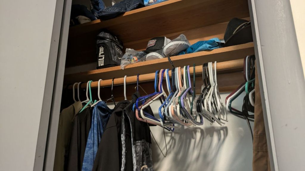 The child's room at his biological mothers house. Some clothes were left behind.