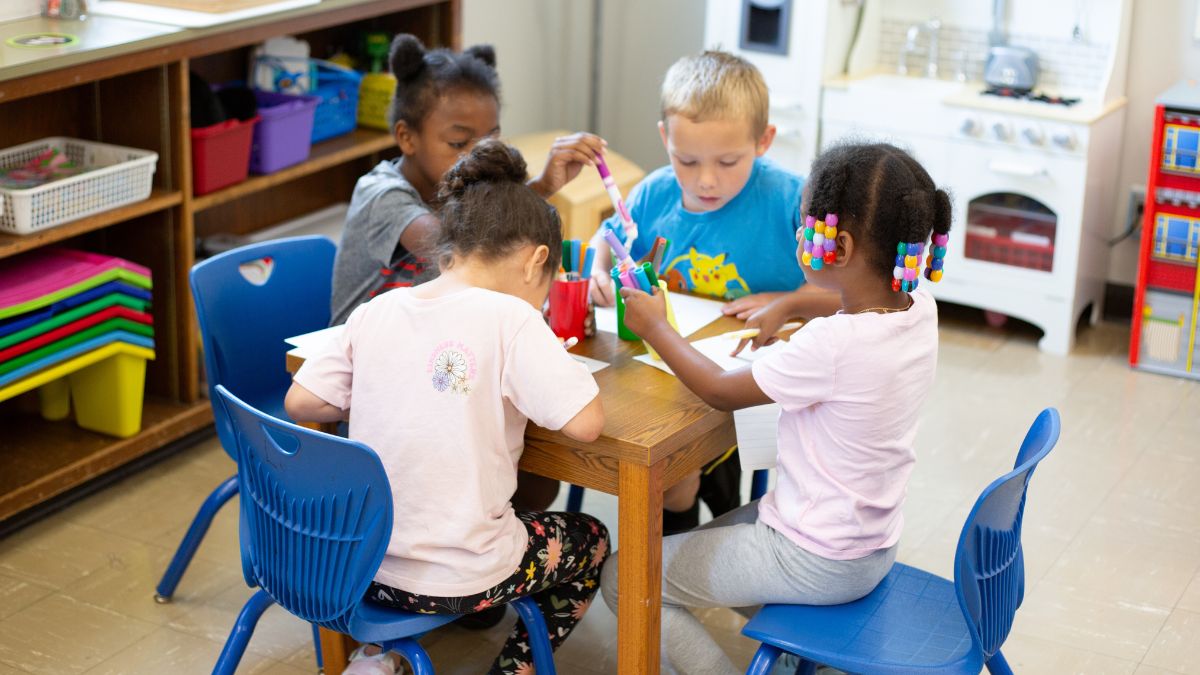Students sit around a table at Ingels Elementary School. Missouri Amendment 2 promises millions to schools. But how the new money is handled isn’t set in stone.