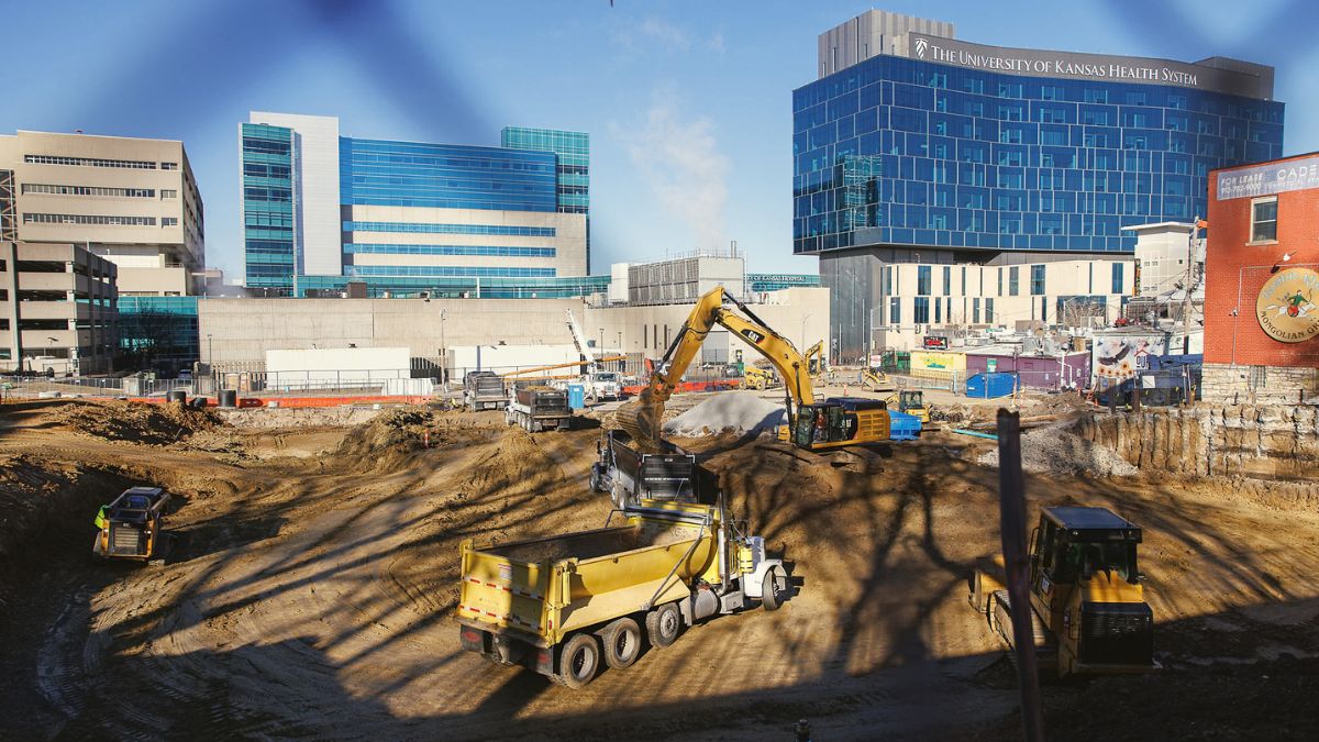 Construction work on a dirt lot