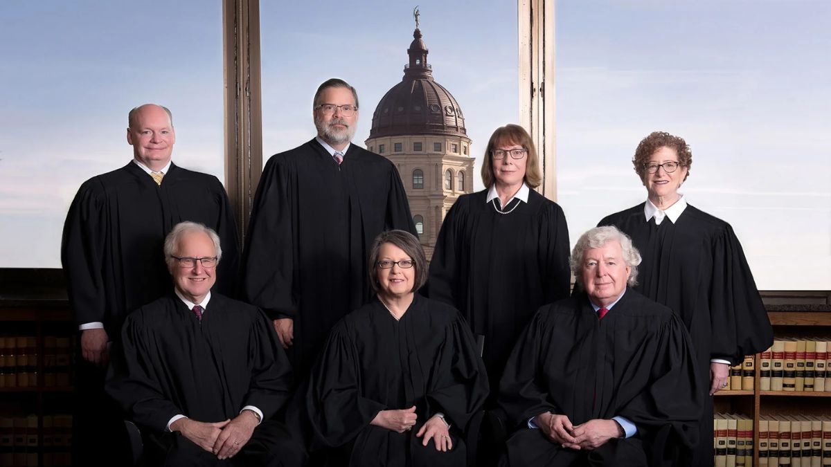 A photo of the seven Kansas Supreme Court justices
