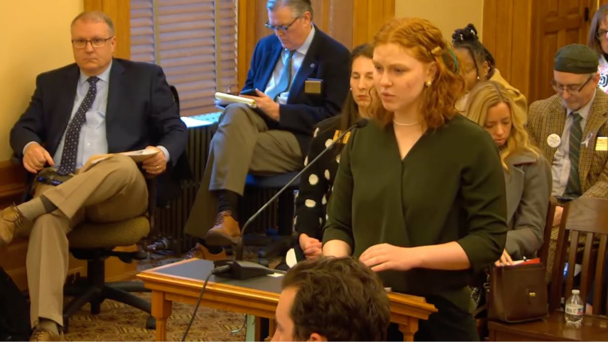 Chloe Chaffin talks to lawmakers during the hearing