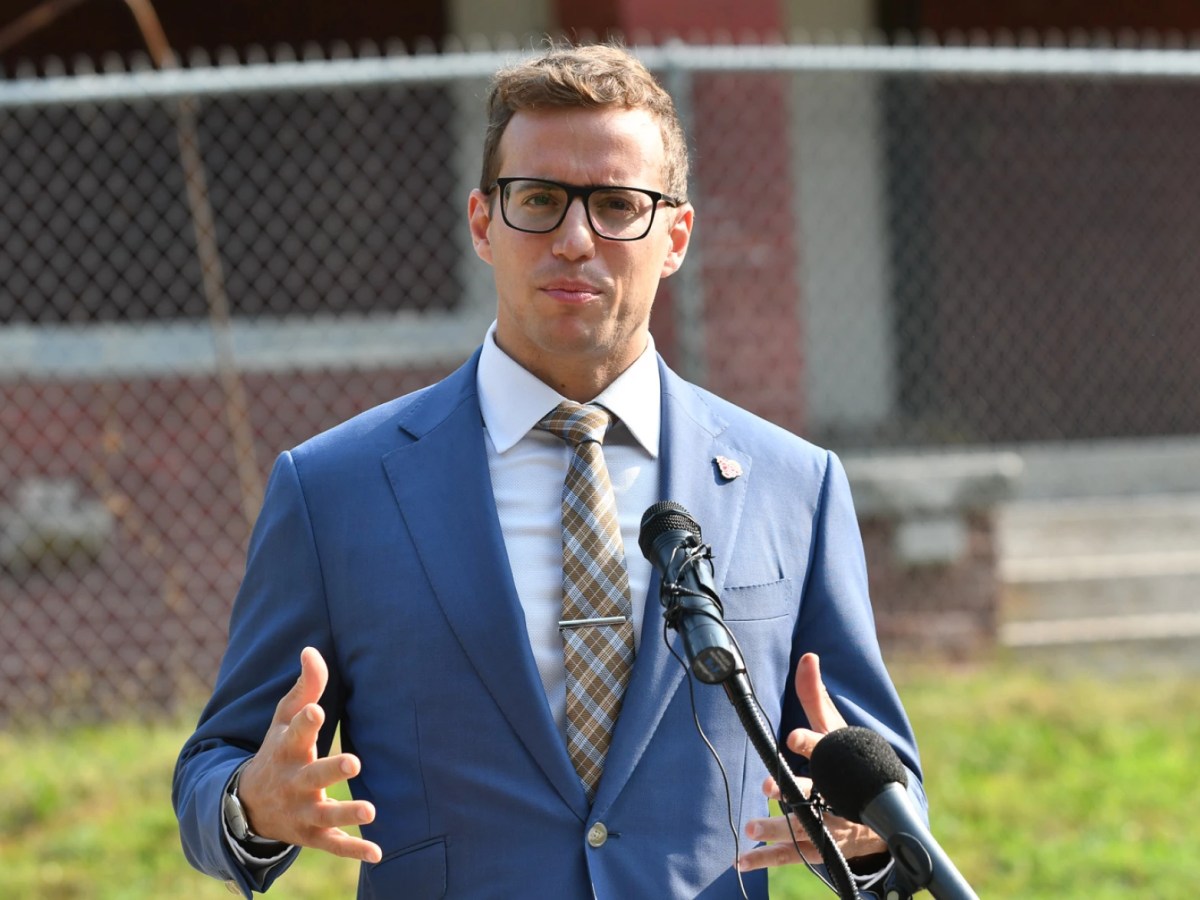 Kansas City Manager Brian Platt outside the Satchel Paige home on Aug. 9, 2021. (Carlos Moreno/ KCUR 89.3)
