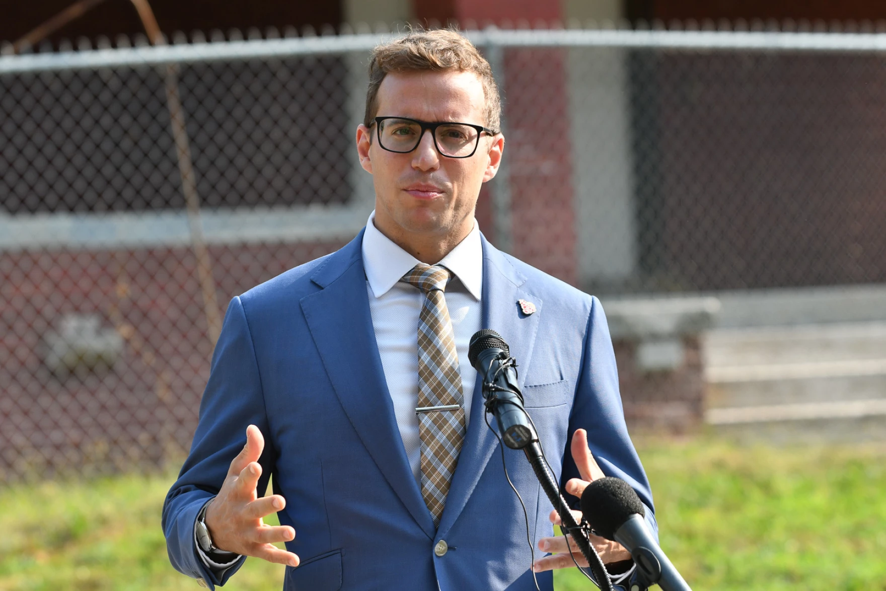 Kansas City Manager Brian Platt outside the Satchel Paige home on Aug. 9, 2021. (Carlos Moreno/ KCUR 89.3)