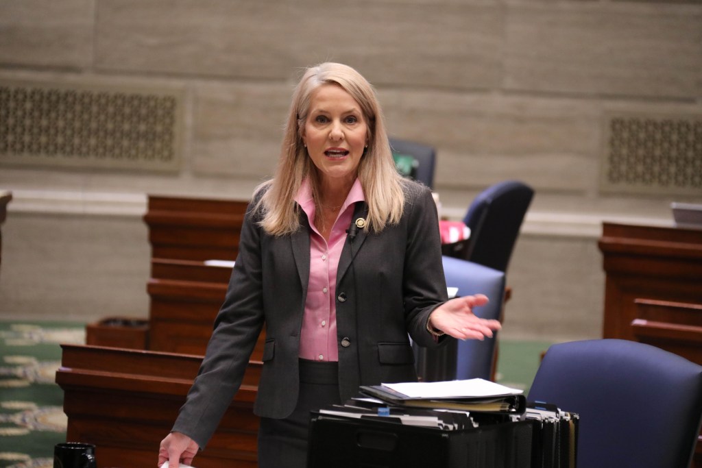 Missouri Sen. Tracy McCreery, an Olivette Democrat, speaks on the Senate floor. 