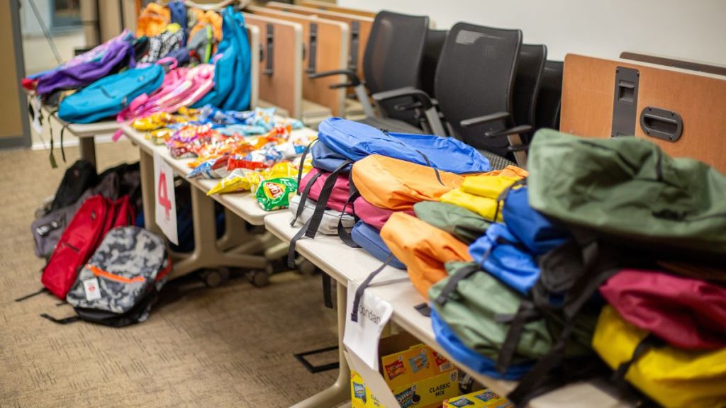 Snacks and school supplies at a Lee's Summit R-7 School District Welcome Center