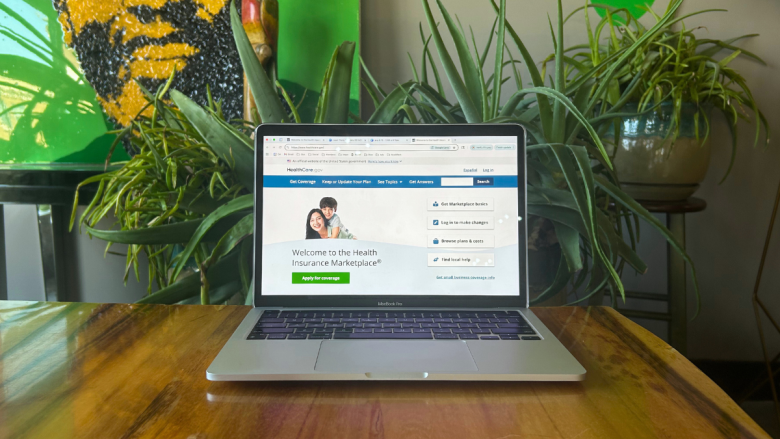 A computer logged into the healthcare.gov website.