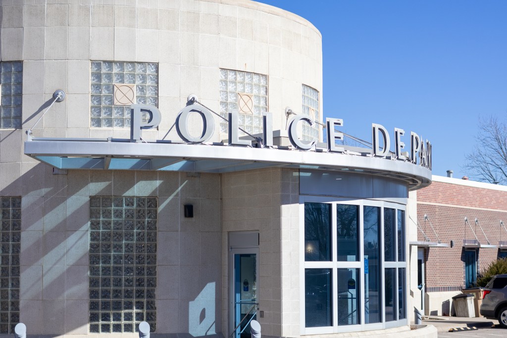 The entrance to a police department.