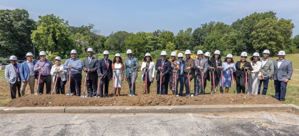 Dignitaries gathered for the Swope Village groundbreaking.