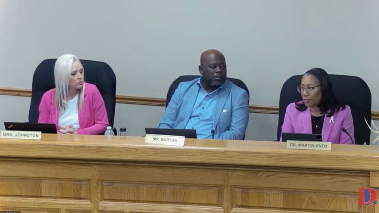 Raytown school board members during a meeting.