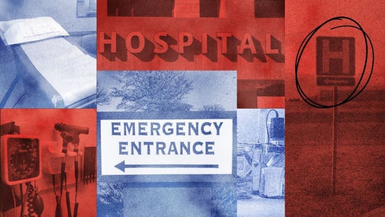 A photo collage with images of hospitals and medical equipment.