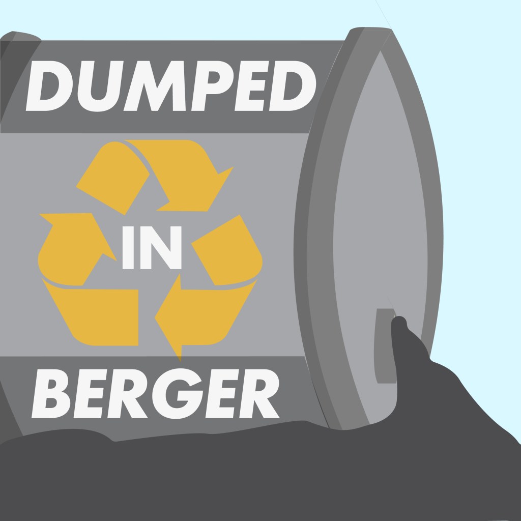 Logo for "Dumped in Berger" hazardous waste series.
