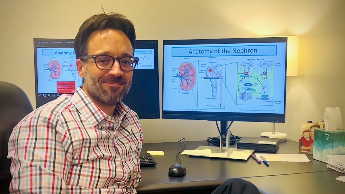 Dr. Jason Stubbs, a nephrologist, in his lab at the University of Kansas Medical Center.