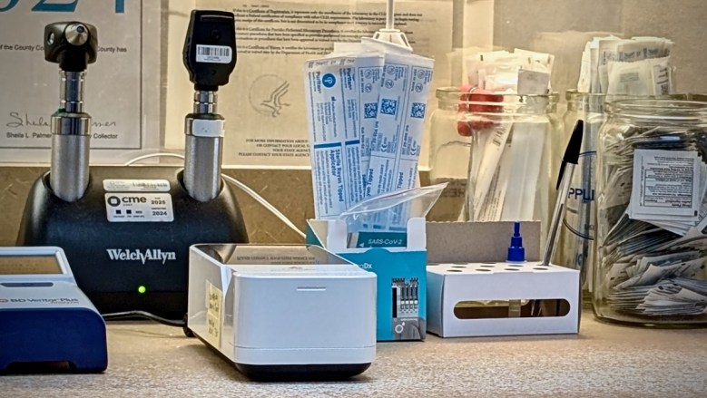 Equipment on a counter in a medical provider's office.