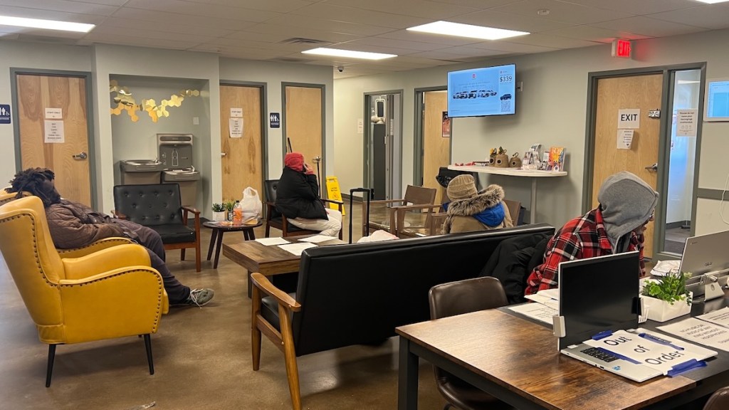Patients waiting for treatment at The Beehive.