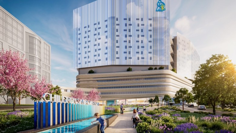 Rendering of Children's Mercy's planned acute care tower, which is expected to be located east of Gillham Road.