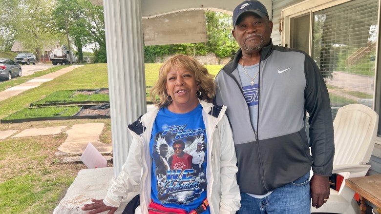 Vanessa and Kenneth Robinson outside their northeast Kansas City home.