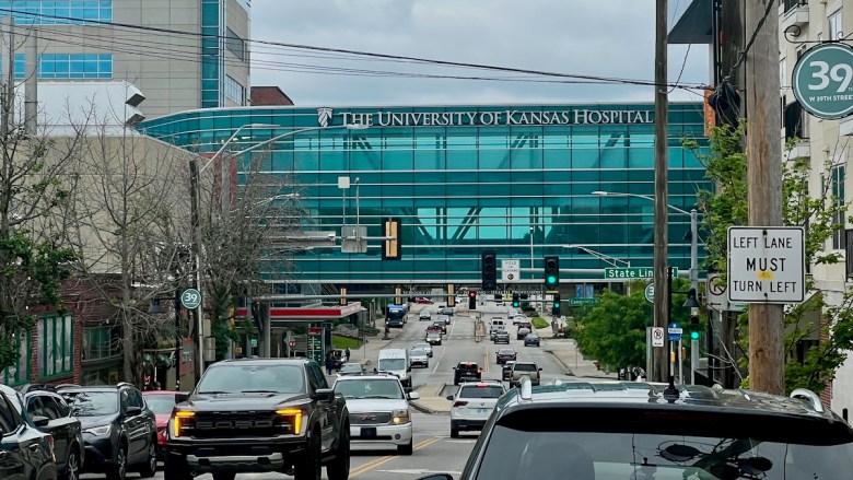 The University of Kansas Health System campus looking west on 39th Street.