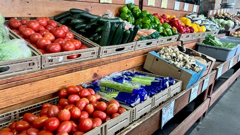 Fresh vegetables on sale at the River Market in Kansas City.