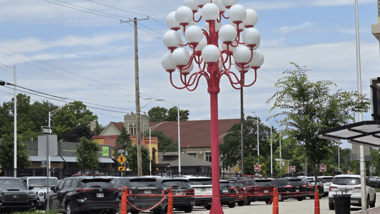 No, it's not a pink elephant, as one constituent recently described it to Kansas City Councilman Johnathan Duncan. The structure is a public art piece city leaders christened on June 17. It is located at the corner of 75th Street and Wornall Road. (Mike Sherry/The Beacon)
