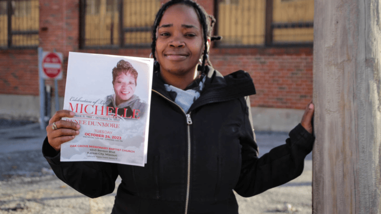 Asia Dunmore's mom, Michelle, was killed in a hit-and-run in 2023. The pair had just begun reconnecting after a decade of estrangement. Dunmore believes that if there were safety improvements where her mom had to walk, she wouldn't have died. (Savannah Hawley-Bates/KCUR 89.3)