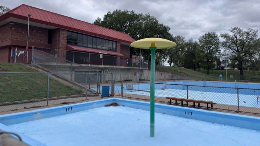 Parkwood Pool, drained for the wintertime.